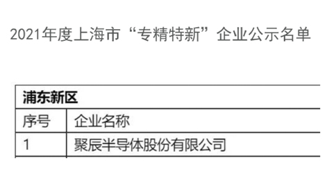 尊龙凯时半导体获评2021年度上海市经信委“专精特新”企业
